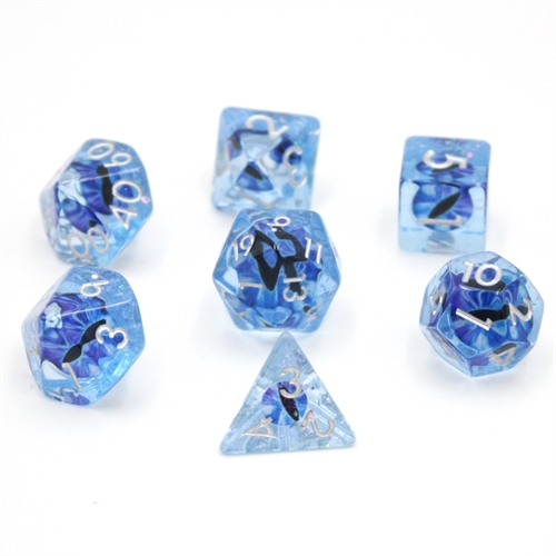 Clear Sparkle Blue Eye - Resin Terninger - Rollespilsterninger - Epic Dwarf Dice